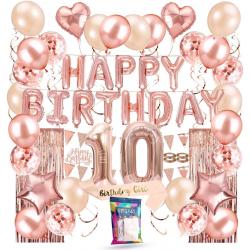 Fissaly® 10 Jaar Rose Goud Verjaardag Decoratie Versiering - Helium, Latex & Confetti Ballonnen
