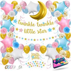  ® 112 Stuks Twinkle Twinkle Little Star Gender Reveal Versiering Decoratie - Slingers, Ballonnen & Accessoires