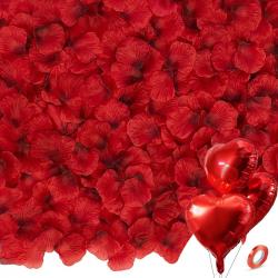 Fissaly® 2000 Stuks Rode Rozenblaadjes met Hartjes Ballonnen – Romantische Liefde Versiering – Liefdes Cadeau Decoratie – Love - Rood