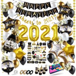 Fissaly® 2021 Oud en Nieuw Versiering Pakket - Happy New Year Feest – Oudjaar & Nieuwjaar Decoratie - Ballonnen Feestpakket