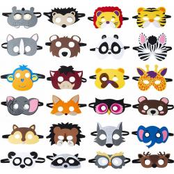 Fissaly® 24 Stuks Dieren Jungle Maskers voor Kinderfeest & Verkleed Partijen – Safari Kostuum Decoratie