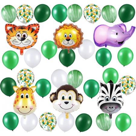 Fissaly® 36 Stuks Jungle Thema Party Verjaardag Versiering Ballonnen - Safari Decoratie Kinderfeestje