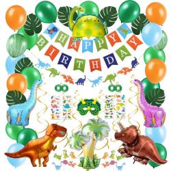  ® 68 Stuks Dinosaurus Jungle Decoratie set – Dino & Safari Verjaardag Versiering – Kinderfeestje