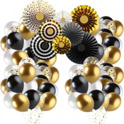 Fissaly® 69 stuks Happy New Year Eve Decoratie Set met Confetti Ballonnen - Oud en Nieuw – Helium