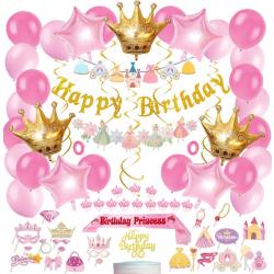 Fissaly® 85 Stuks Prinses Sprookjes Verjaardag Versiering – Kinderfeestje Meisje Decoratie – Feest Pakket