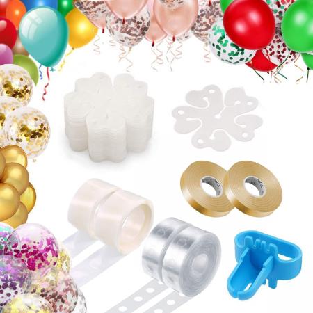 Fissaly® Ballonnen Accessoires Set met Ballonnenboog, Slinger & Lint, Stickers & Plakkers en Knoper