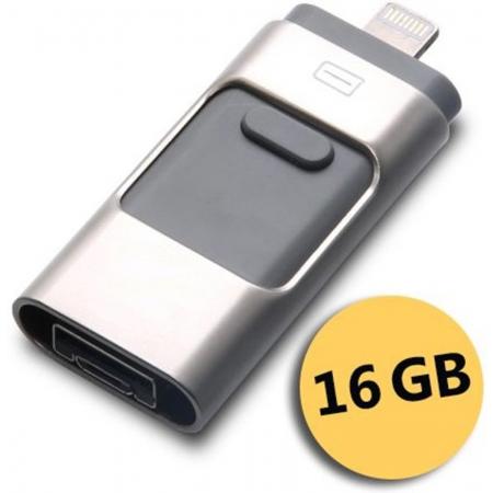 USB stick – flashdrive 16GB – voor iPhone Android en PC of Mac - Zilver