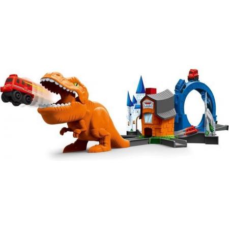 FlexToys Dinosaurus speelgoed 22-delige racewagen Flexibele baan, Creëer een weg, 1 dinosaurus, 4 autos Voertuig speelset, Perfect verjaardagsspeelgoed voor 3 4 5 6-jarige jongens en meisjes