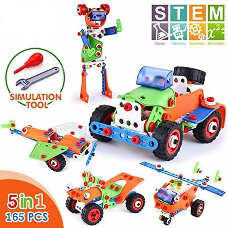 MyflexToys STEM speelgoed bouwstenen bouwpakket 165-delig creatief bouwpakket speelgoed bouwpakketten voor leeftijd van 5, 6, 7, 8 en 9 jaar oude jongens en meisjes cadeau voor kinderen
