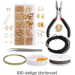 FLOKOO Sieraden Maken Starter Set - DIY Zelf Sieraden Maken Starter Set - Oorbellen - Ketting Hanger - Bedel Armbanden - Resin - Juwelen Start Pakket - Goud