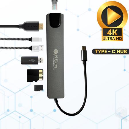 Flores 8-in-1 USB-C Hub - 4K UHD HDMI - USB-C Oplader - SD/TF Kaart - USB 3.0