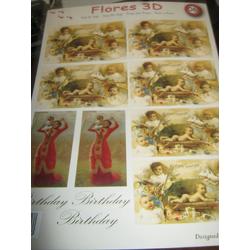 Flores Knipvellen 3D 3 stuks A4 Birthday / Geboorte