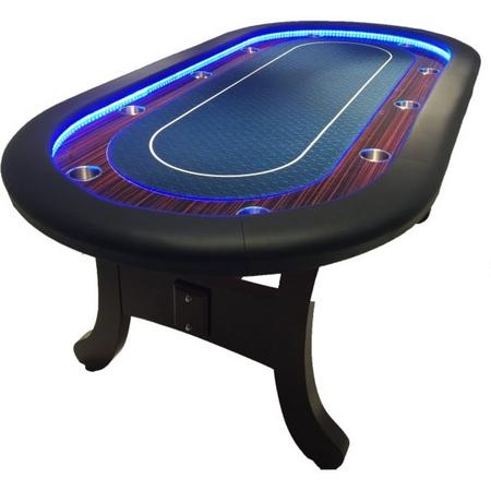 Pokertafel met LED-verlichting en houten onderstel