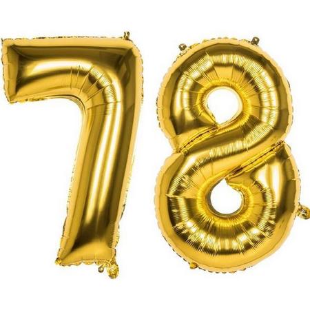 78 Jaar Folie Ballonnen Goud - Happy Birthday - Foil Balloon - Versiering - Verjaardag - Man / Vrouw - Feest - Inclusief Opblaas Stokje & Clip - XXL - 115 cm