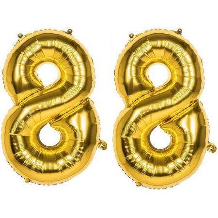 88 Jaar Folie Ballonnen Goud - Happy Birthday - Foil Balloon - Versiering - Verjaardag - Man / Vrouw - Feest - Inclusief Opblaas Stokje & Clip - XXL - 115 cm