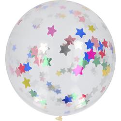 Ballon XL met Confetti Sterren Meerkleurig 61 cm - 1 stuks
