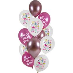 Folat - Ballonnen birthday girly (12 stuks)