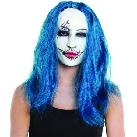 Masker Enge Vrouw met Blauw Haar