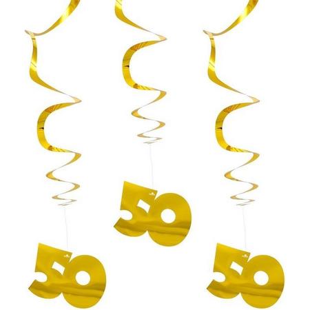 18x  stuks Hangdecoraties goud 50 jaar - Getrouwd feestartikelen en versieirngen