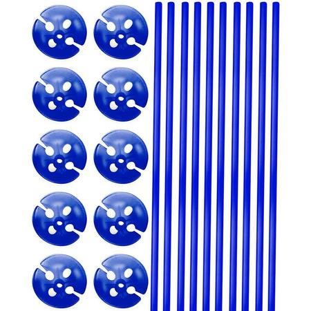 Blauwe Ballonstokjes met Houders - 10 stuks