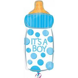 Fles met speen geboorteballon jongen