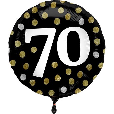 Folat Folieballon Glossy 70 Jaar Rond 45 Cm Zwart/goud