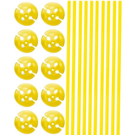 Gele Ballonstokjes met Houders - 10 stuks