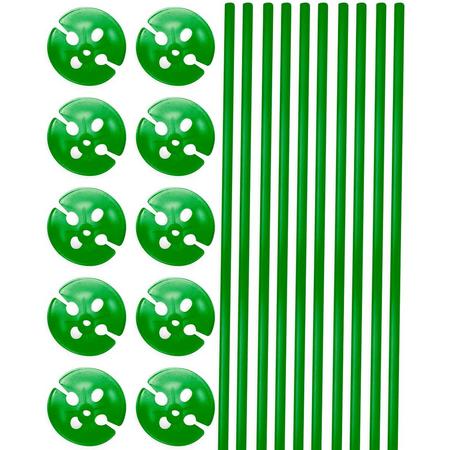 Groene Ballonstokjes met Houders - 10 stuks