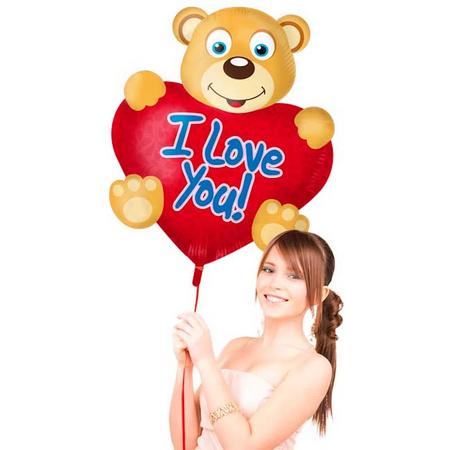 I love You Teddybeer Folieballon - 80 x 57 cm