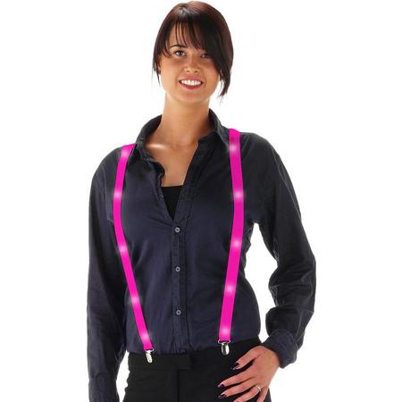 LED Suspenders - Neon Pink