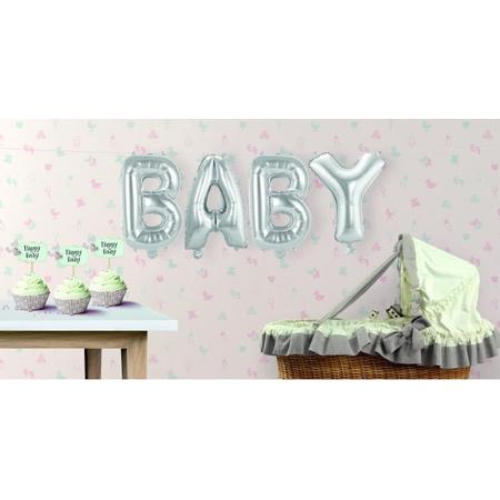 Opblaasletters BABY geboorte ballonnen - babyshower versiering