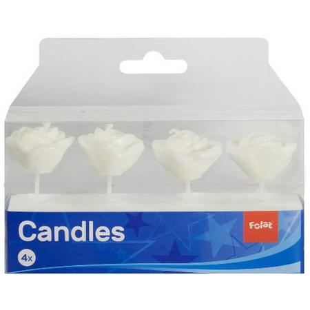 Rose Shaped Candles White /4