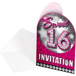 Sweet 16 uitnodigingskaarten 8 stuks - 16 jaar uitnodigingen