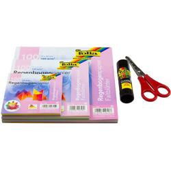 Folia Vouwblaadjes Regenboog Knutsel Papierpakket A040109 - 300 blad - met schaar en lijm