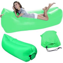 Air lounger - Groen - 220x70 cm - Luchtkussen - Opblaasbare zitzak - Luchtbed opvouwbaar - Strandstoel