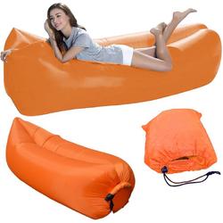 Air lounger - Oranje - 220x70 cm - Luchtkussen - Opblaasbare zitzak - Luchtbed opvouwbaar - Strandstoel inklapbaar - Strandkussen strand  - Luchtmatras - Volwassenen en kinderen