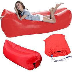 Air lounger - Rood - 220x70 cm - Luchtkussen - Opblaasbare zitzak - Luchtbed opvouwbaar - Strandstoel inklapbaar - Strandkussen strand  - Luchtmatras - Volwassenen en kinderen