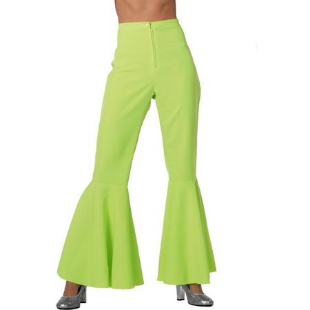 Hippie dames broek bi-Stretch neon groen Maat 36