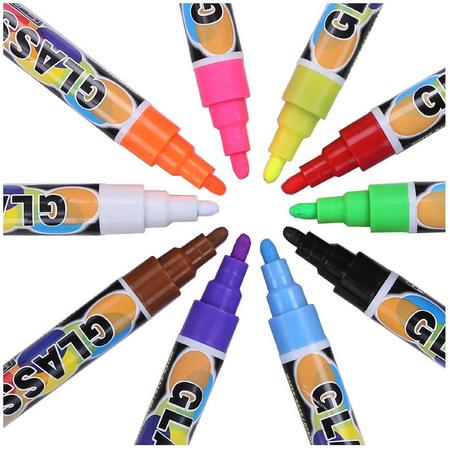 8 Multicolor Krijtstiften set voor krijtbord, schoolbord, spiegel en glas.