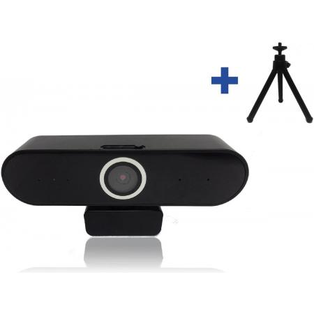 FOREXA Full HD Webcam voor PC en Laptop met Gratis Tripod en Privacybescherming – Ingebouwde Microfoon – 1080P – Geschikt voor Windows/Mac OS/Android/Linux – USB Plug and Play – Webcamera – Computer camera – Zwart