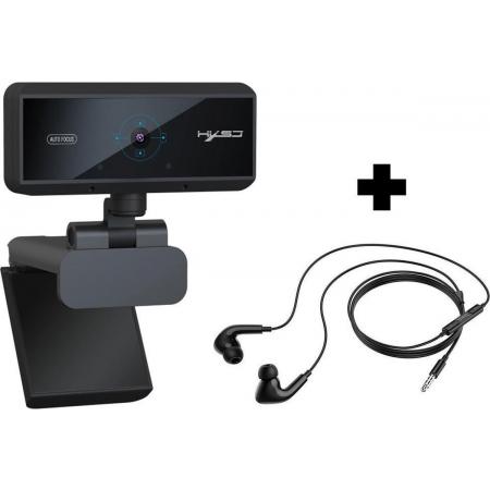 Foresta® HD PRO3 Webcam incl. in-ear headset- 1080P - 5MP - Ingebouwde microfoon met Ruisonderdrukking - Windows & Apple - PC/Laptop - Universele klem -