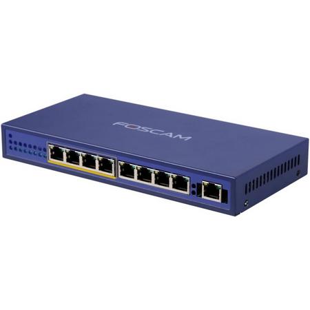 Foscam PS108 netwerk-switch Fast Ethernet (10/100) Blauw Power over Ethernet (PoE)
