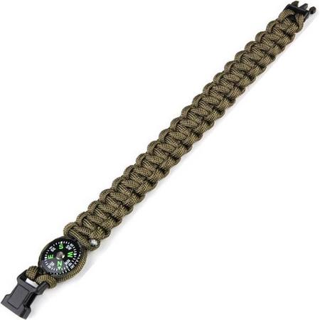 Paracord bracelet Kompas 9inch groen