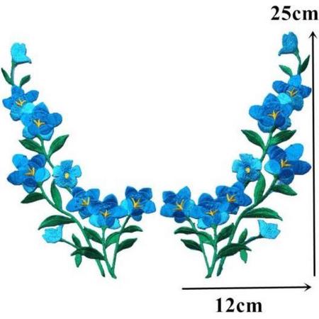 Applicatie bloem - patch - strijkembleem - 25 CM - Blauw