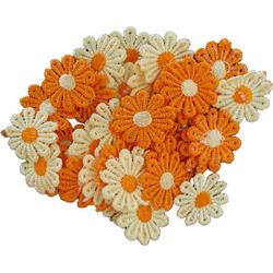 Bloemen - Kant - Applicatie - 20 stuks - 2,6cm - Oranje/Geel
