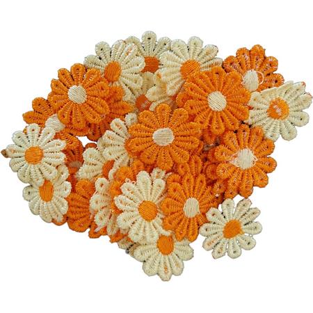 Bloemen - Kant - Applicatie - 20 stuks - 2,6cm - Oranje/Geel
