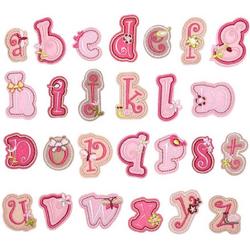 Strijk Embleem Alfabet Patch - Letter A - Roze lief - 4cm hoog - Letters Stof Applicatie - Geborduurd - Strijkletters - Patches - Iron On