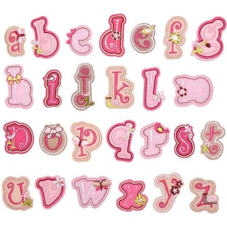 Strijk Embleem Alfabet Patch - Letter D - Roze lief - 4cm hoog - Letters Stof Applicatie - Geborduurd - Strijkletters - Patches - Iron On