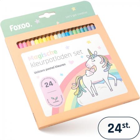 Kleurpotloden Pasteltinten – 24 Kleur Potloden Eenhoorn – HB – Unicorn Pastel Kleuren