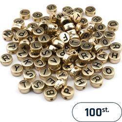 Letterkralen voor Sieraden maken - Alfabet kralen voor ketting/armband/etc. - Acryl - goudkleurig - 7 mm - 100 stuks